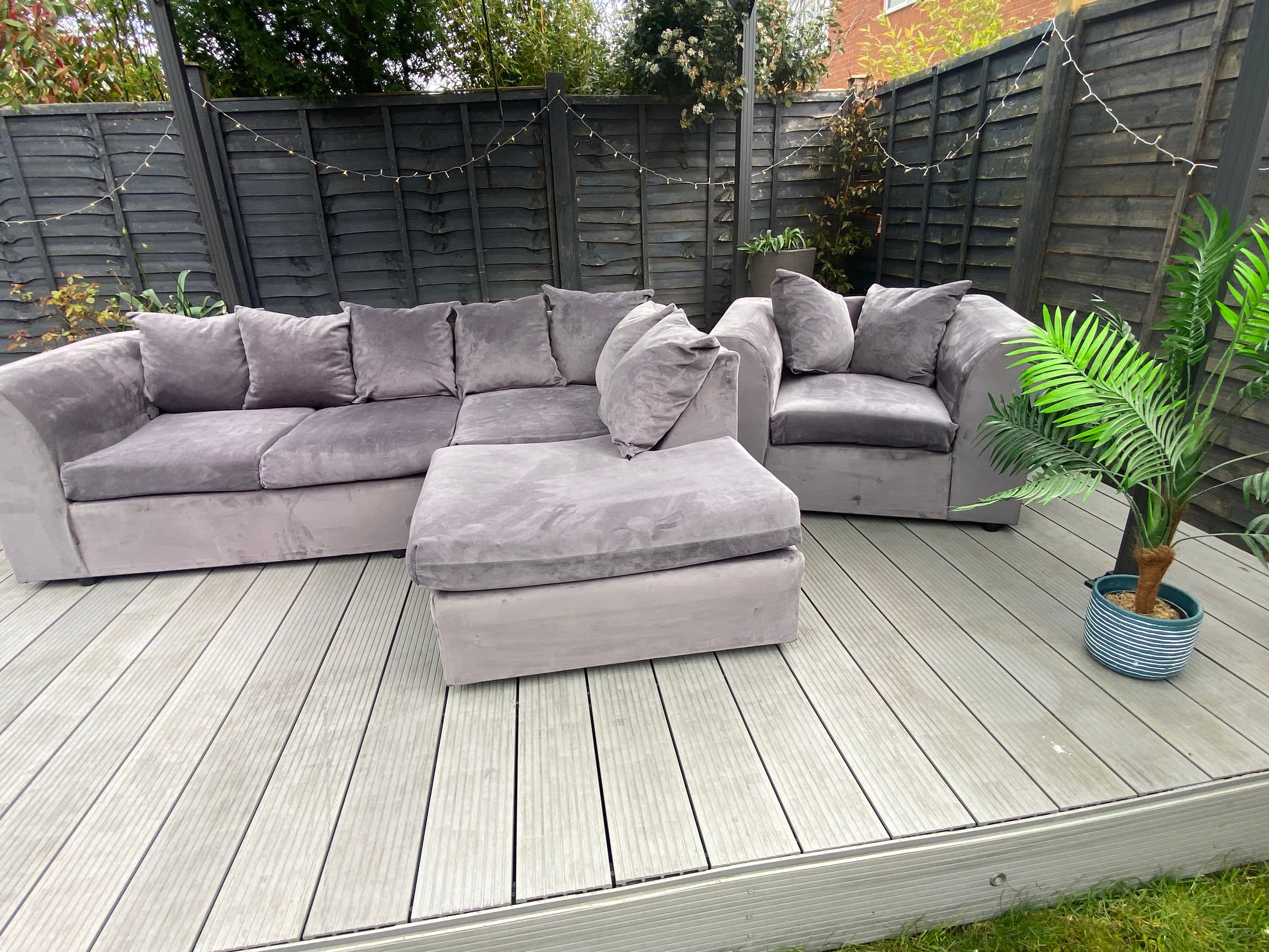 **SOLD** French Velvet Corner Sofa + Armchair Set