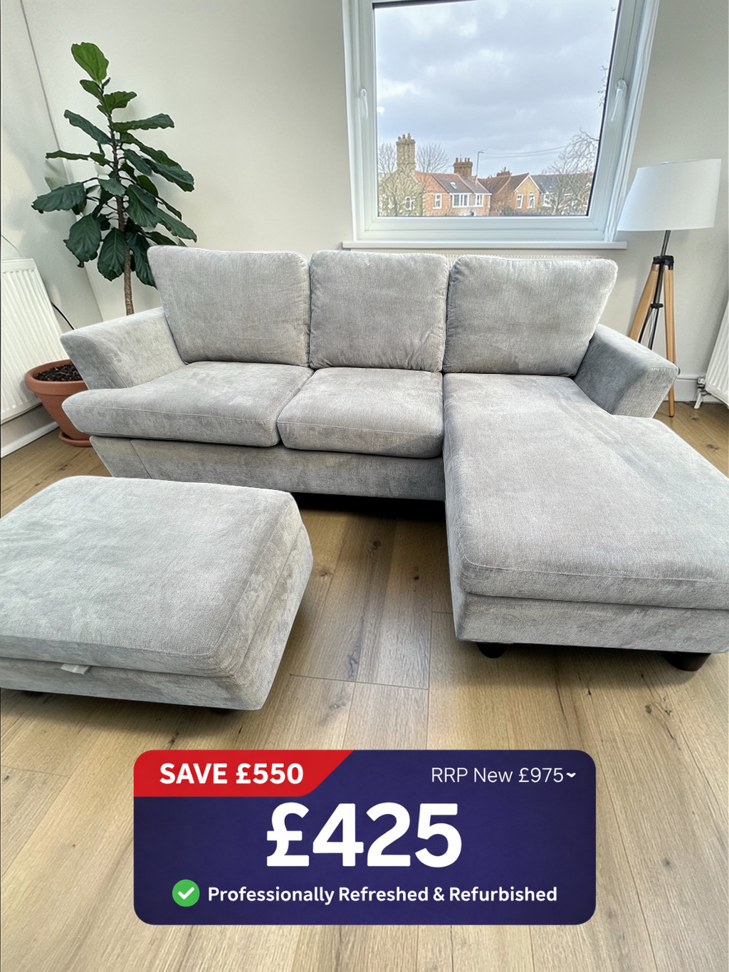 DFS Lorella Corner Sofa + Footstool - Refurbished
