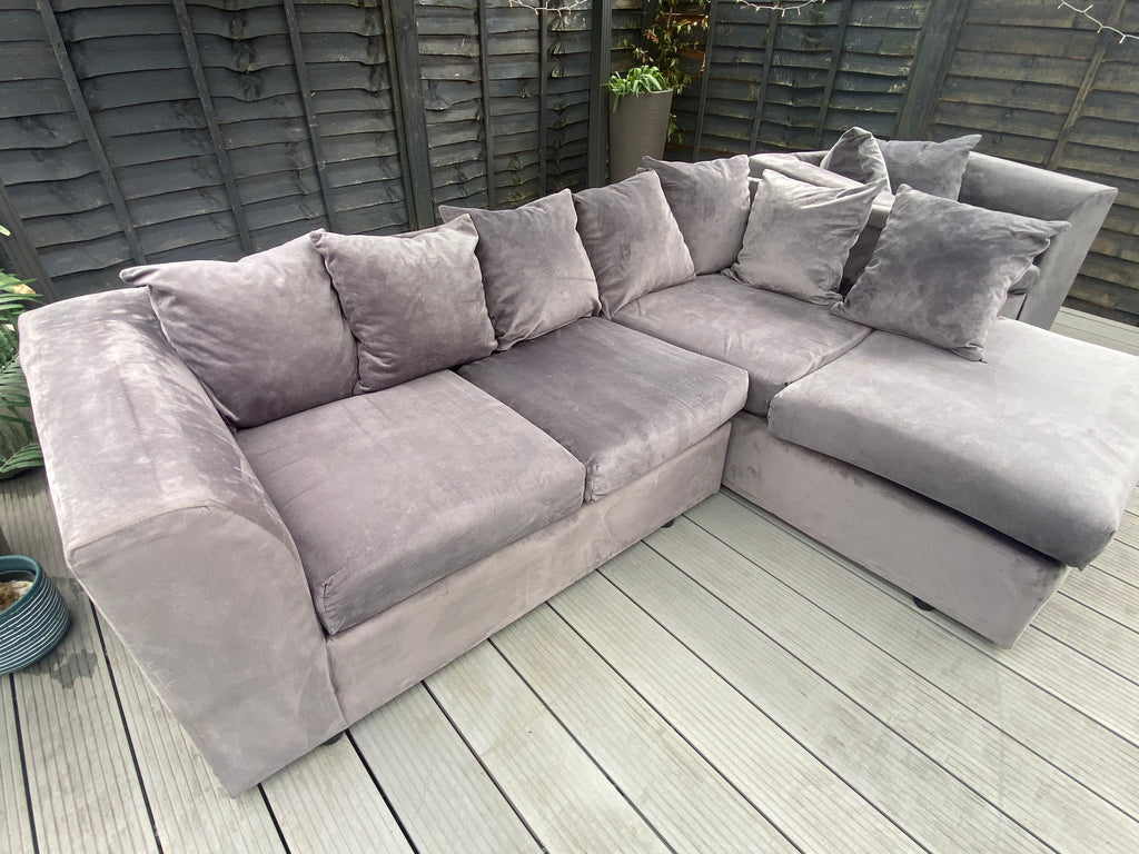 **SOLD** French Velvet Corner Sofa + Armchair Set