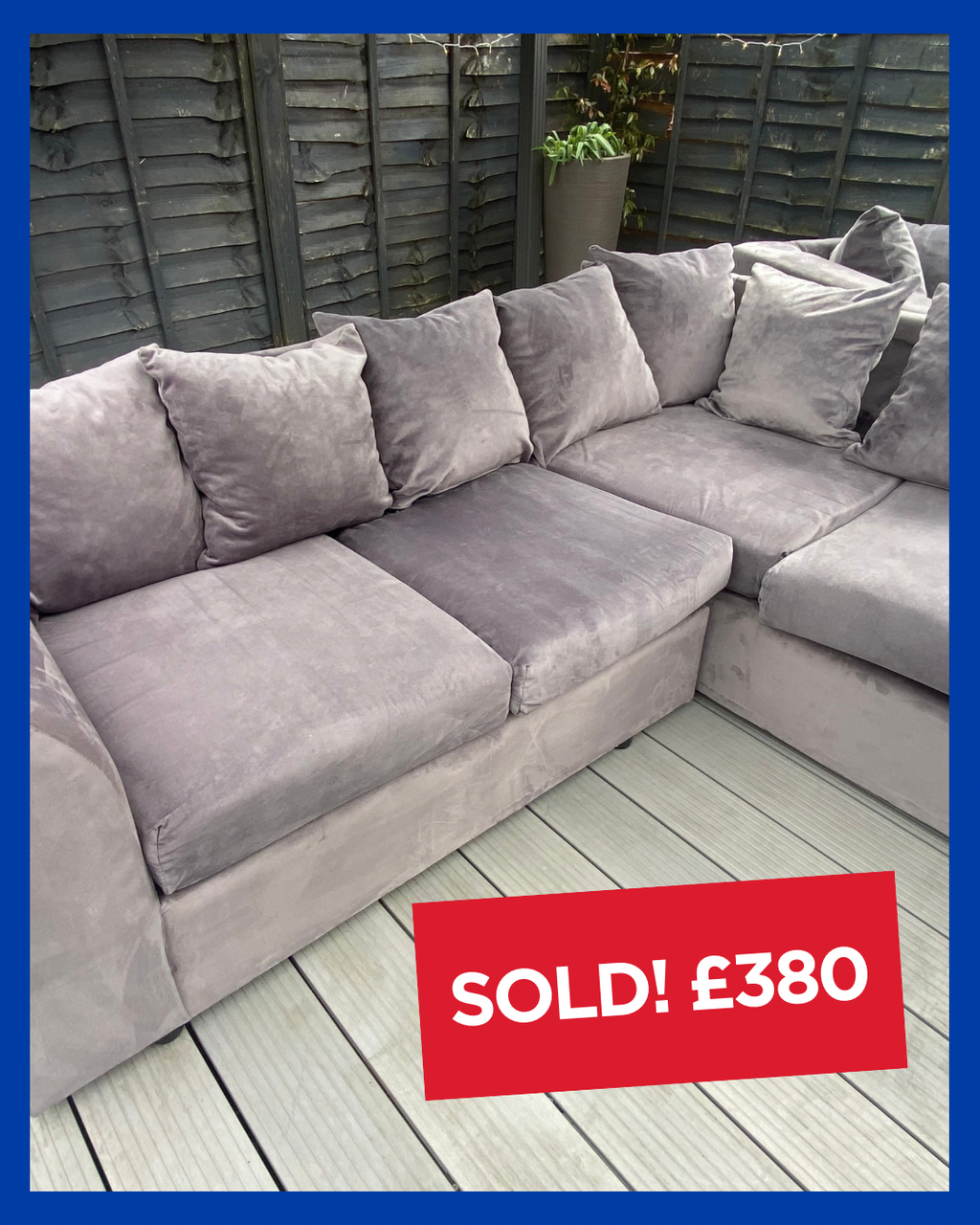**SOLD** French Velvet Corner Sofa + Armchair Set
